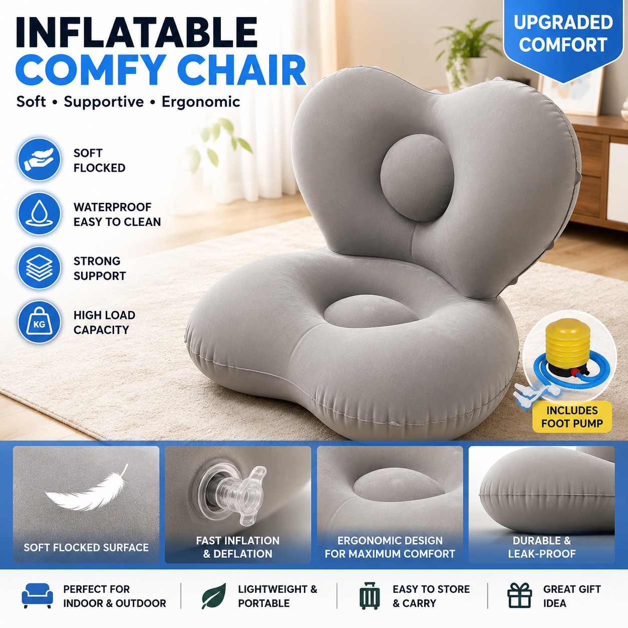 Outdoor Furniture Luxury - Sofá Inflable de Lujo—Diseño de Respaldo